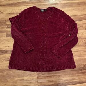 BOBBIE BROOKS | XL | Women's Burgundy Velvet Knit Sweater